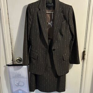 Richard Tyler Pinstripe Blazer and Skirt Set-12